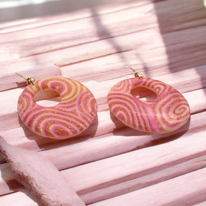 Made With Love Pink Fizz Collection Large Offset Open Circle Ball Stud Earrings