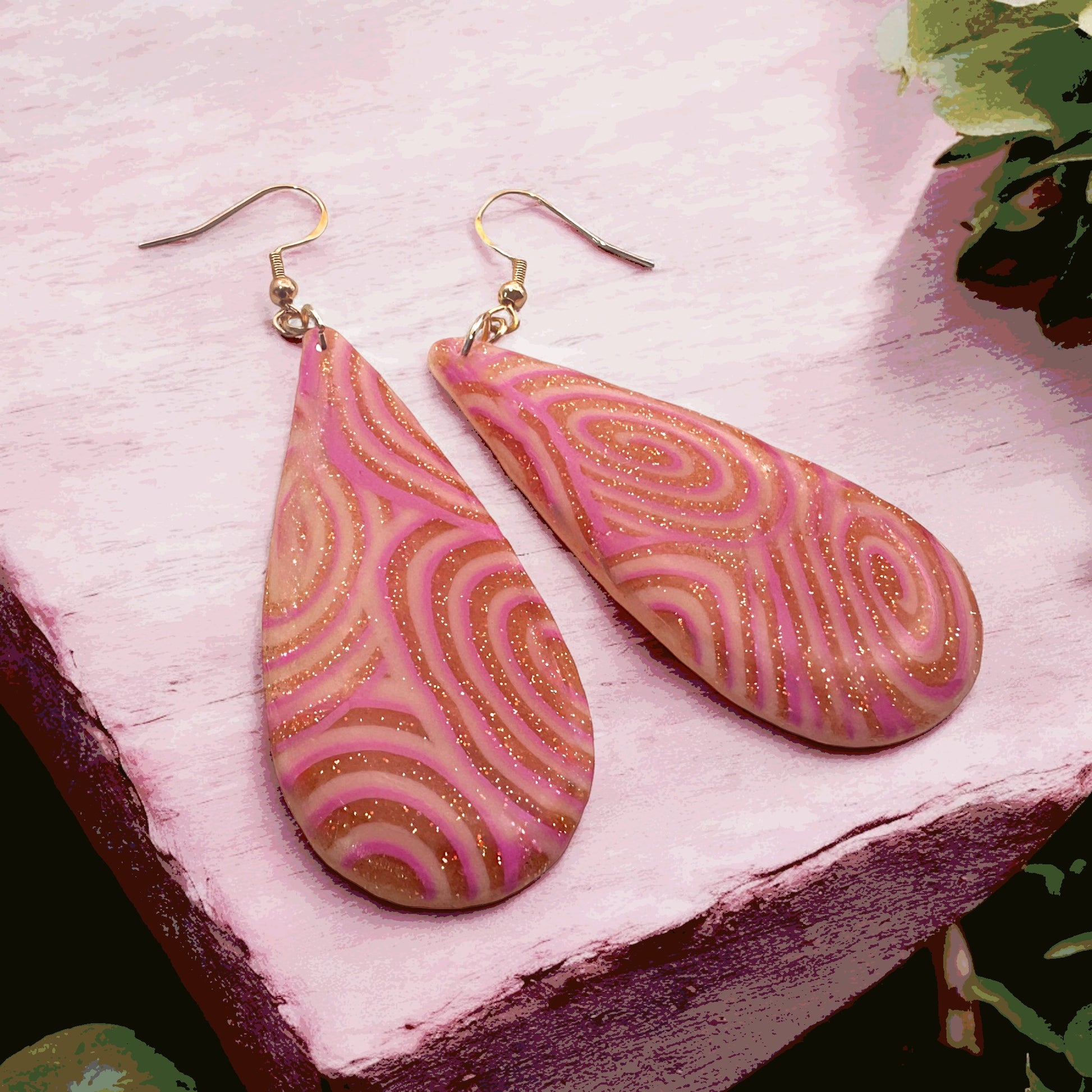 Made With Love Pink Fizz Collection Large Teardrop Hook Earrings