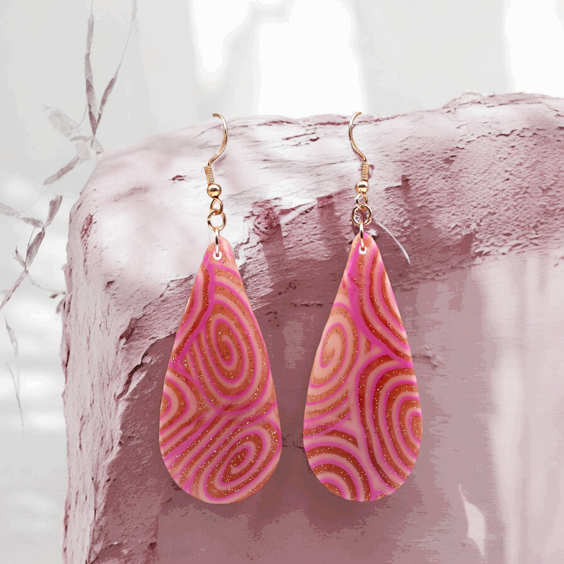 Made With Love Pink Fizz Collection Large Teardrop Hook Earrings