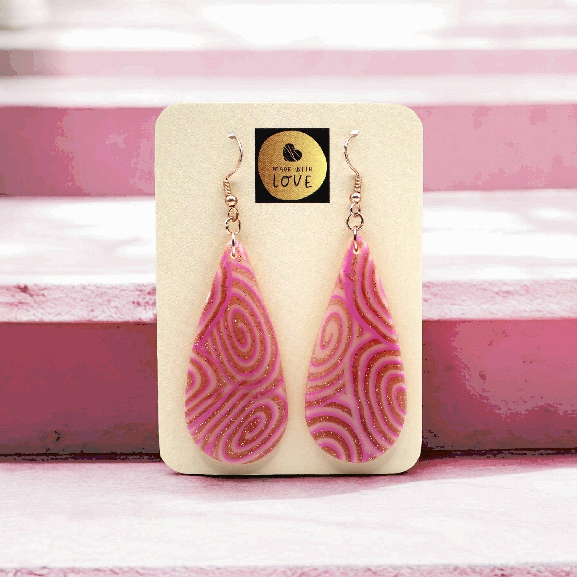 Made With Love Pink Fizz Collection Large Teardrop Hook Earrings