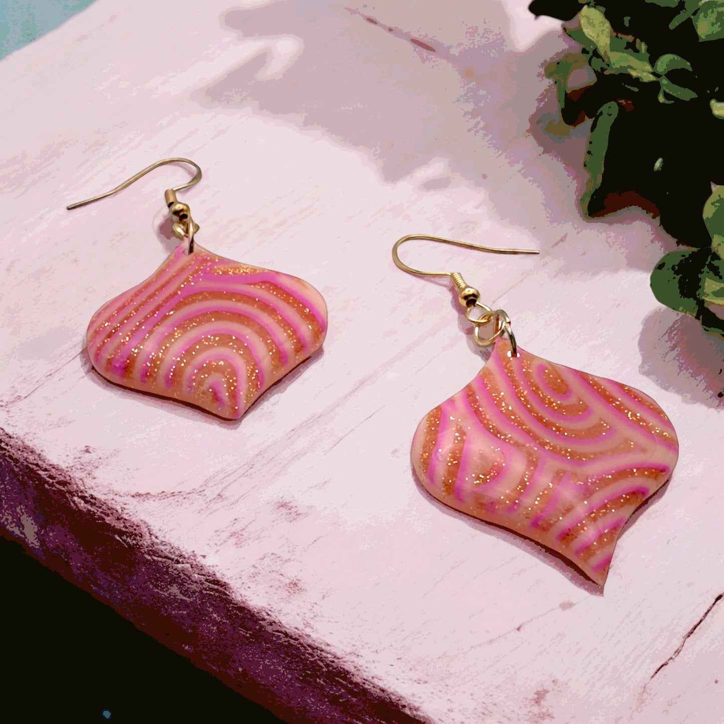 Made With Love Pink Fizz Collection Medium Arabesque Hook Earrings