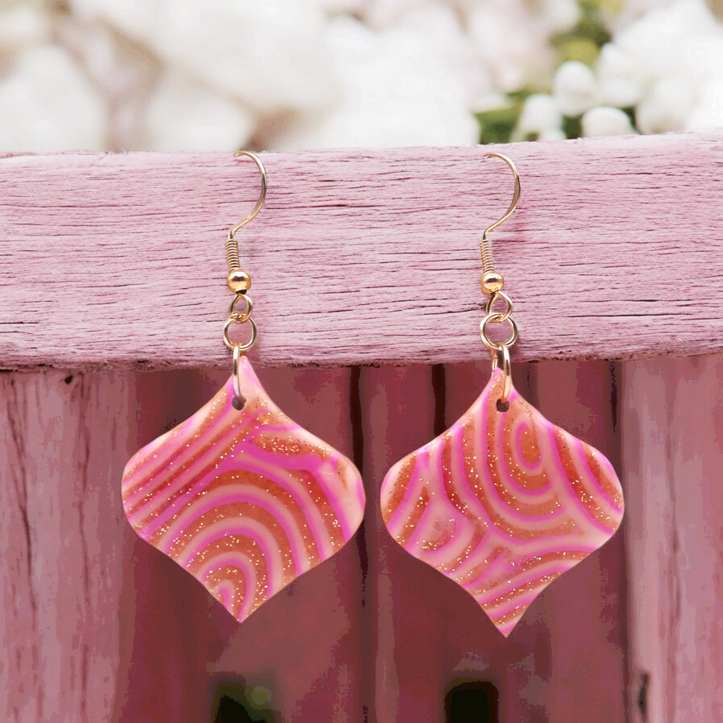 Made With Love Pink Fizz Collection Medium Arabesque Hook Earrings