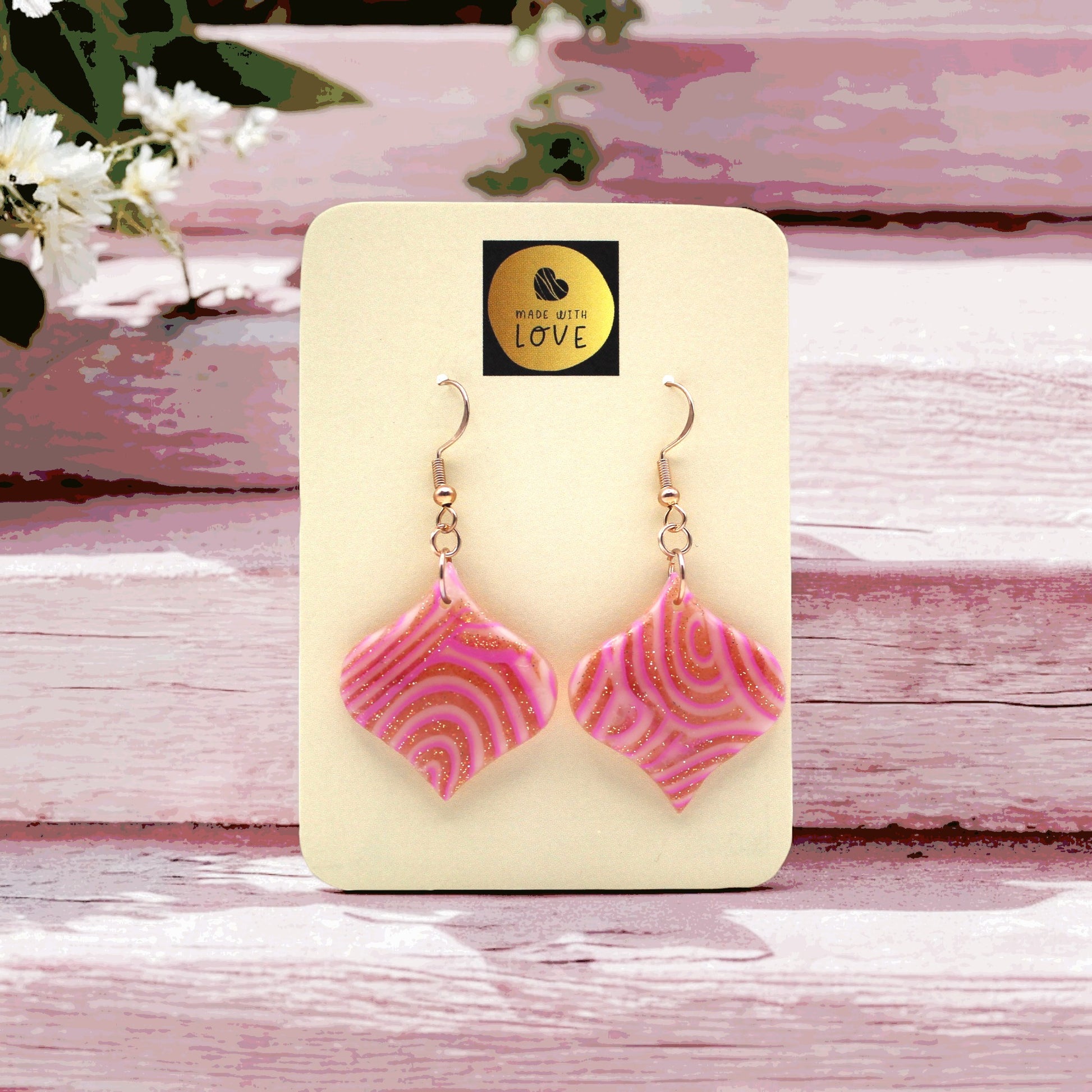 Made With Love Pink Fizz Collection Medium Arabesque Hook Earrings