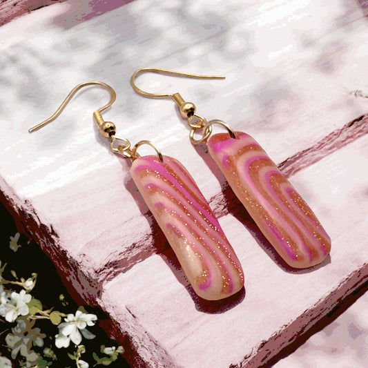 Made With Love Pink Fizz Collection Small Oblong Hook Earrings