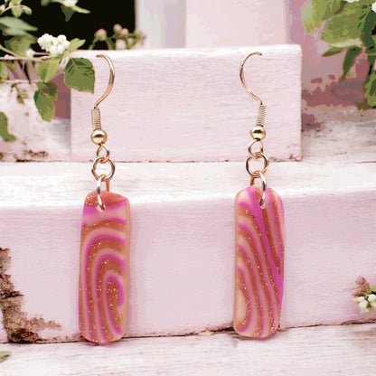 Made With Love Pink Fizz Collection Small Oblong Hook Earrings