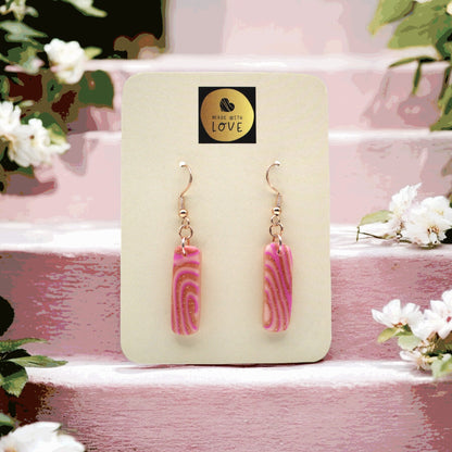 Made With Love Pink Fizz Collection Small Oblong Hook Earrings