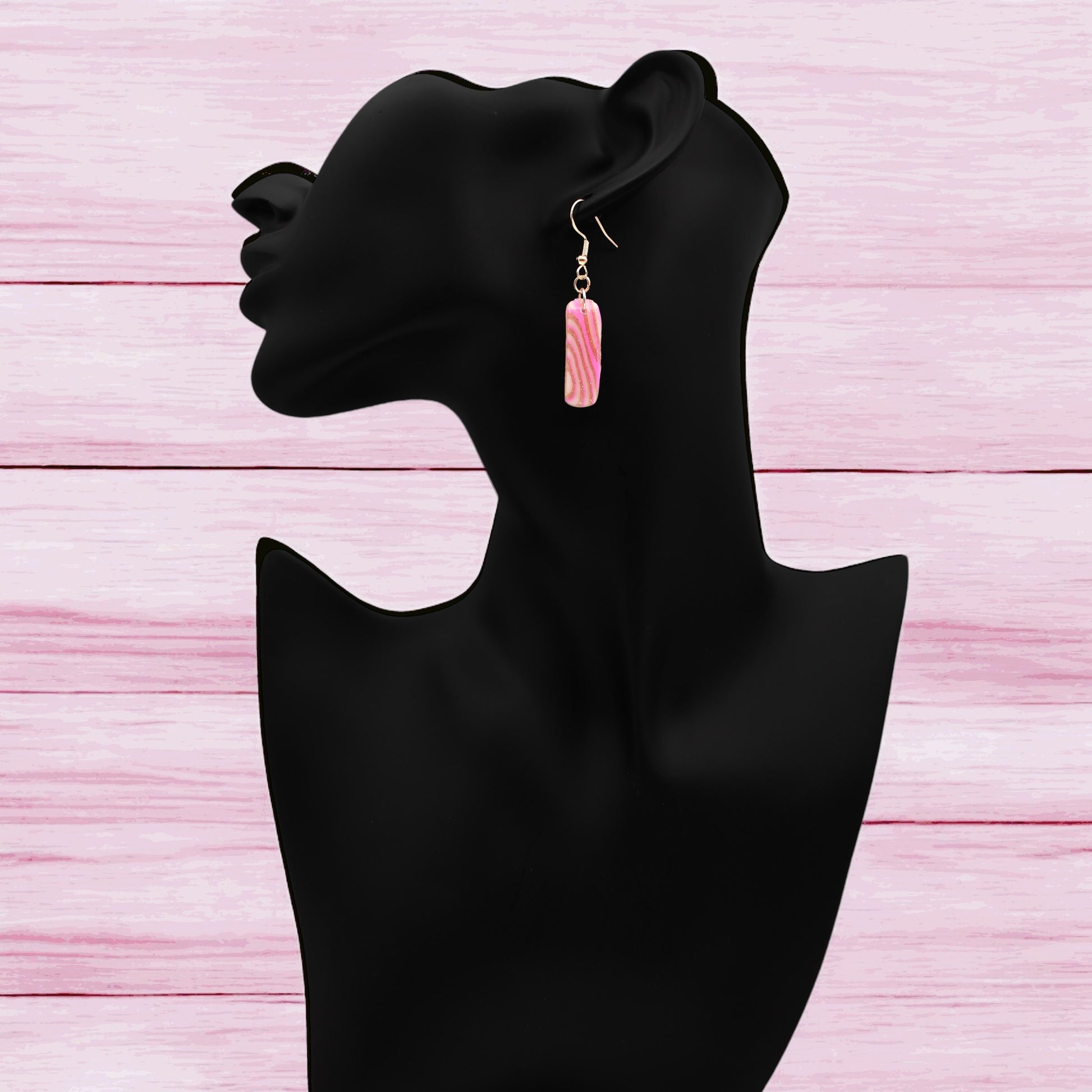 Made With Love Pink Fizz Collection Small Oblong Hook Earrings