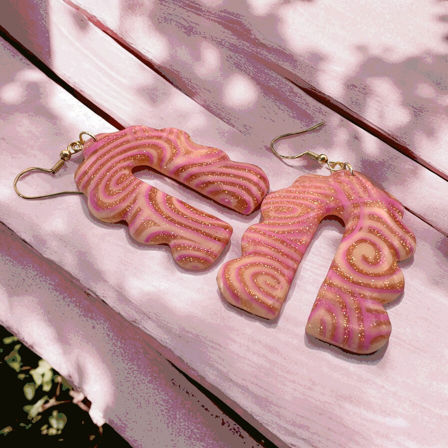 Made With Love Pink Fizz Collection Extra Large Scalloped Arch Hook Earrings