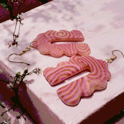 Made With Love Pink Fizz Collection Extra Large Scalloped Arch Hook Earrings