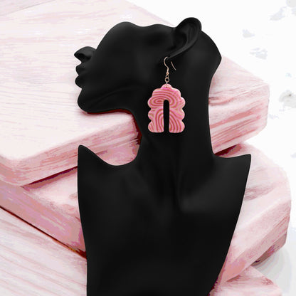 Made With Love Pink Fizz Collection Extra Large Scalloped Arch Hook Earrings