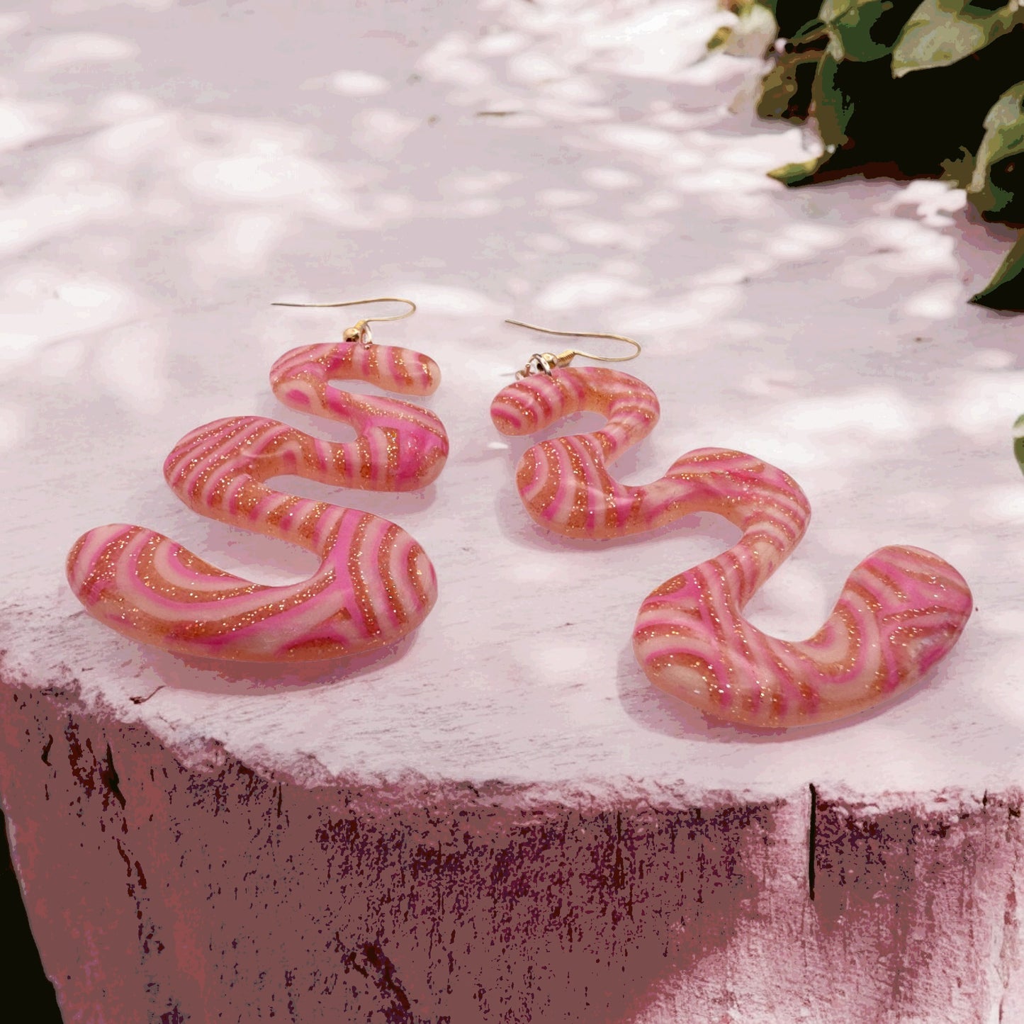 Made With Love Pink Fizz Collection Extra Large Squiggles Hook Earrings