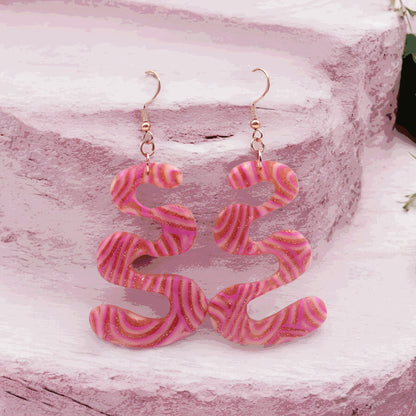 Made With Love Pink Fizz Collection Extra Large Squiggles Hook Earrings