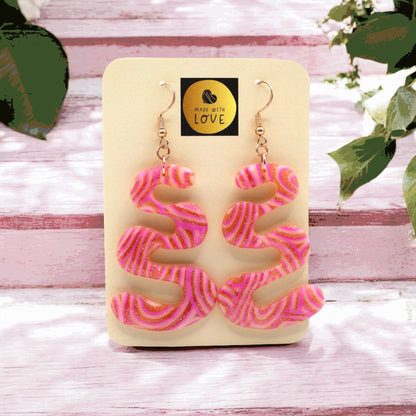 Made With Love Pink Fizz Collection Extra Large Squiggles Hook Earrings