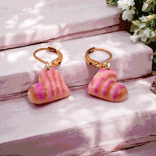 Made With Love Pink Fizz Collection Extra Small Sleepy Hearts Hoop Earrings