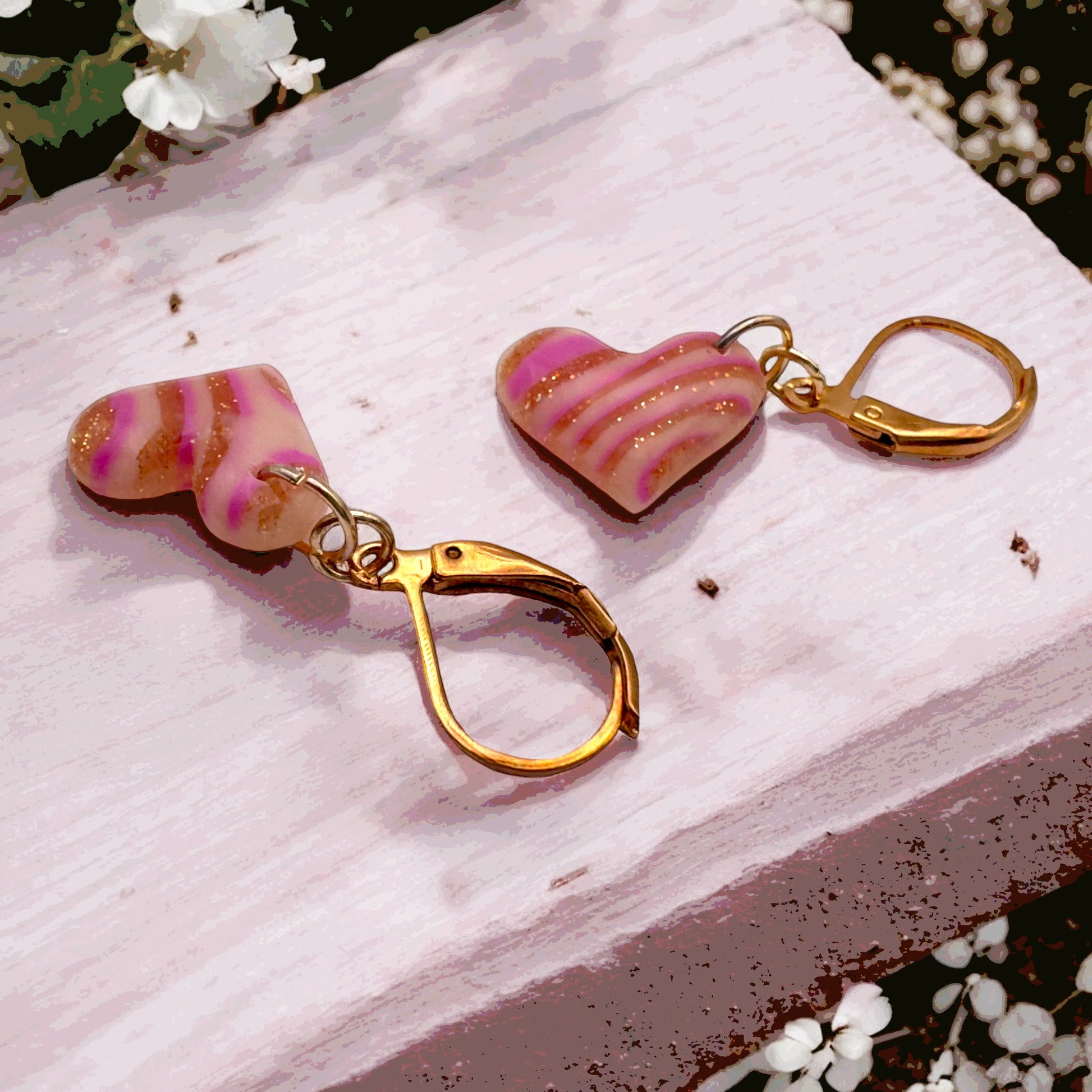 Made With Love Pink Fizz Collection Extra Small Sleepy Hearts Hoop Earrings