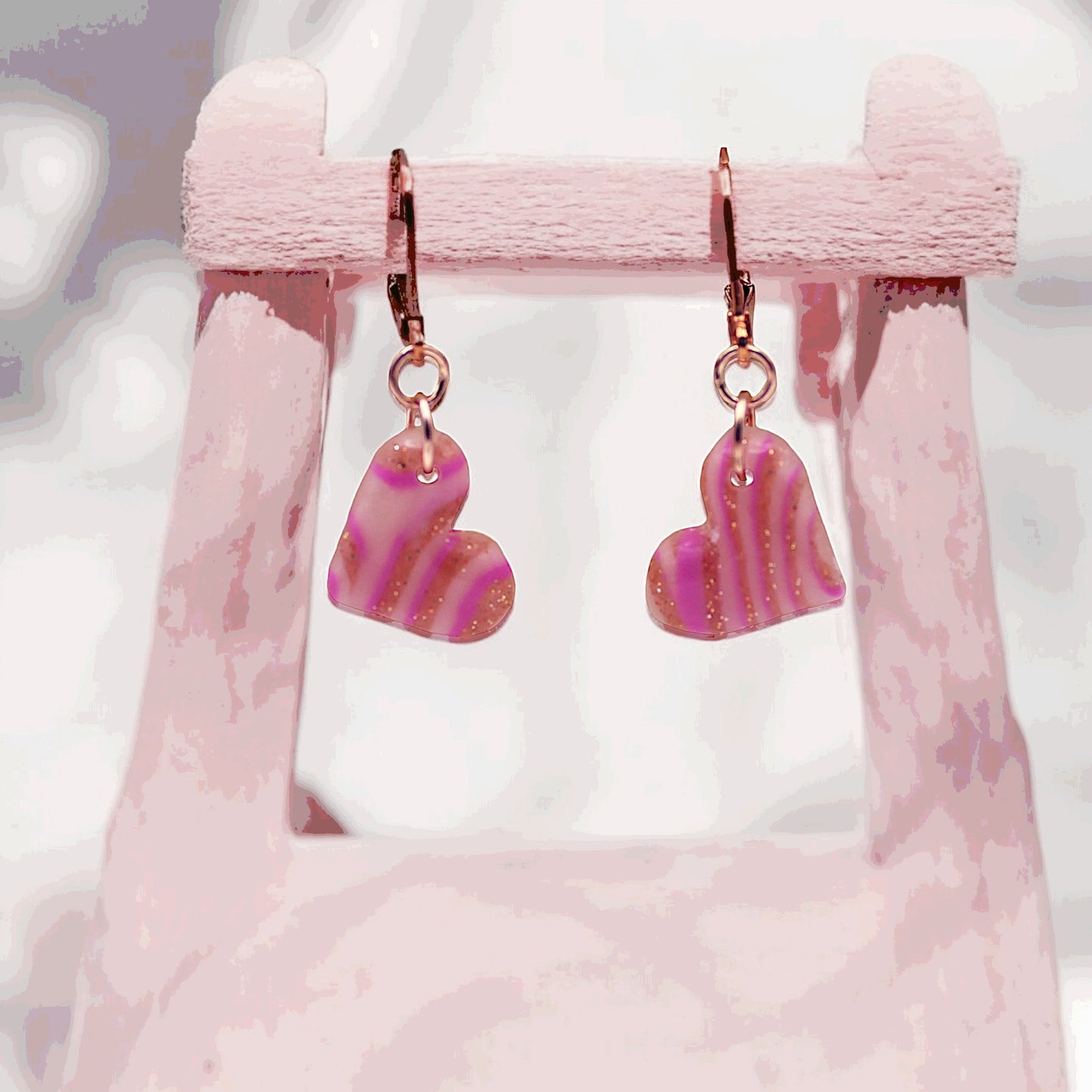 Made With Love Pink Fizz Collection Extra Small Sleepy Hearts Hoop Earrings