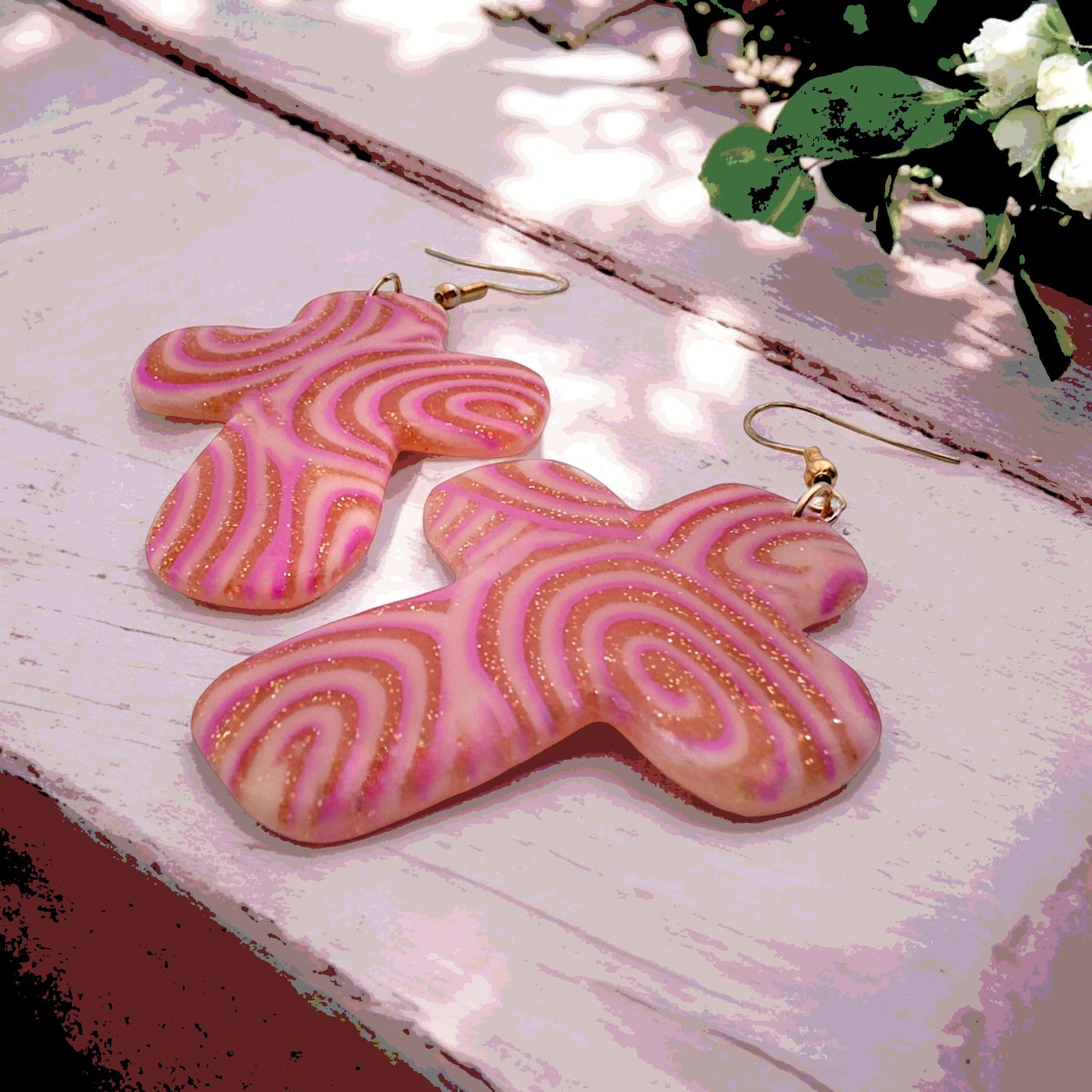 Made With Love Pink Fizz Extra Collection Large Chunky Cross Hook Earrings