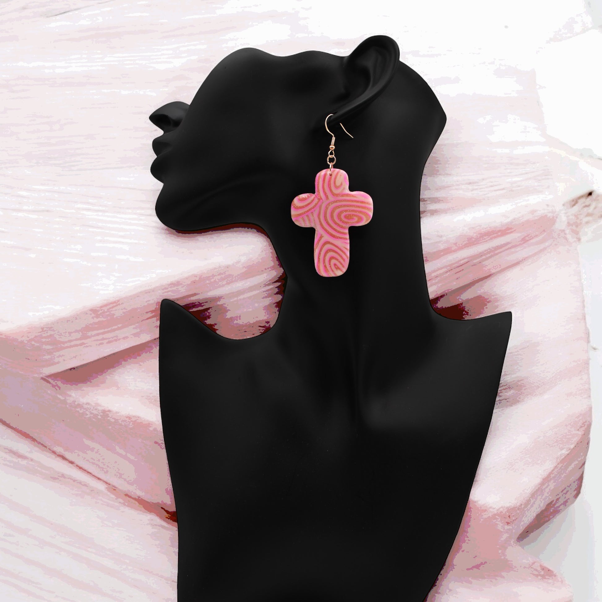 Made With Love Pink Fizz Extra Collection Large Chunky Cross Hook Earrings