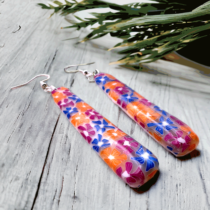 Made With Love Tutti Frutti Collection Large Long Rounded Pencil Hook Earrings