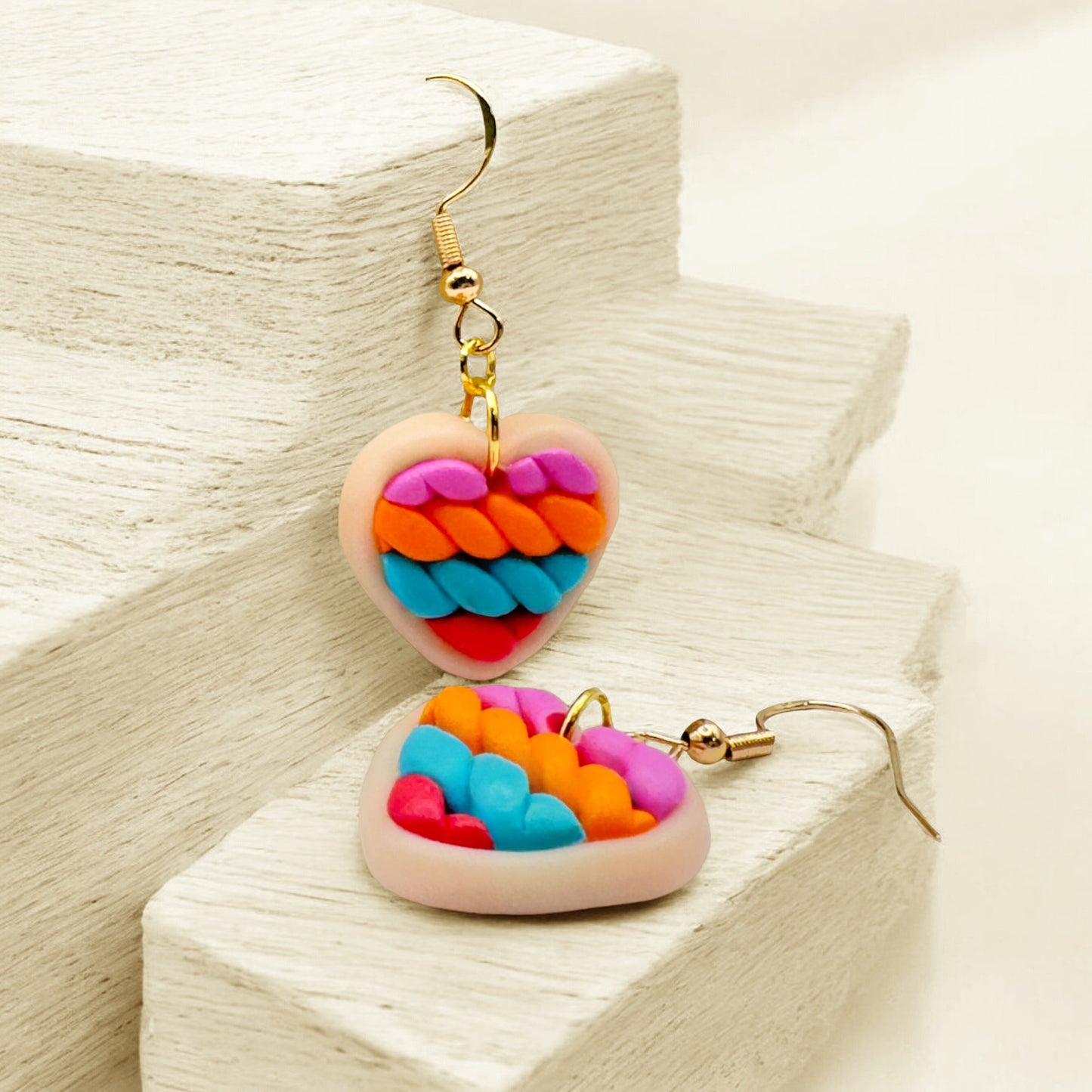 Made With Love Twisted Hearts Collection Bubblegum Burst Small Hook Earrings