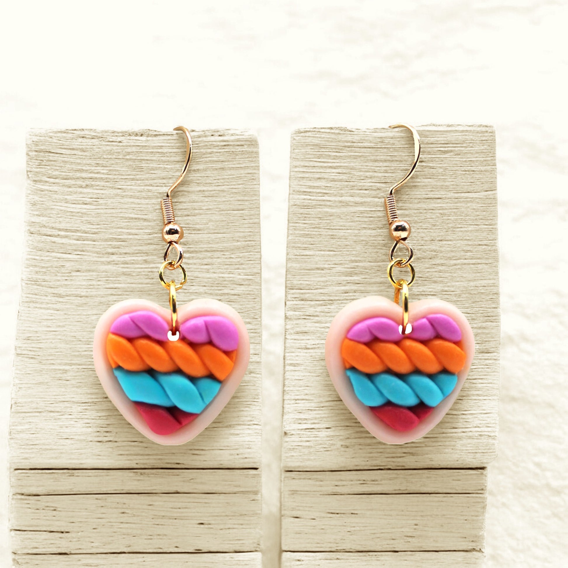 Made With Love Twisted Hearts Collection Bubblegum Burst Small Hook Earrings