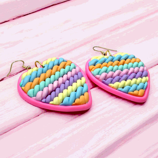 Made With Love Twisted Hearts Collection Cotton Candy Large Hook Earrings