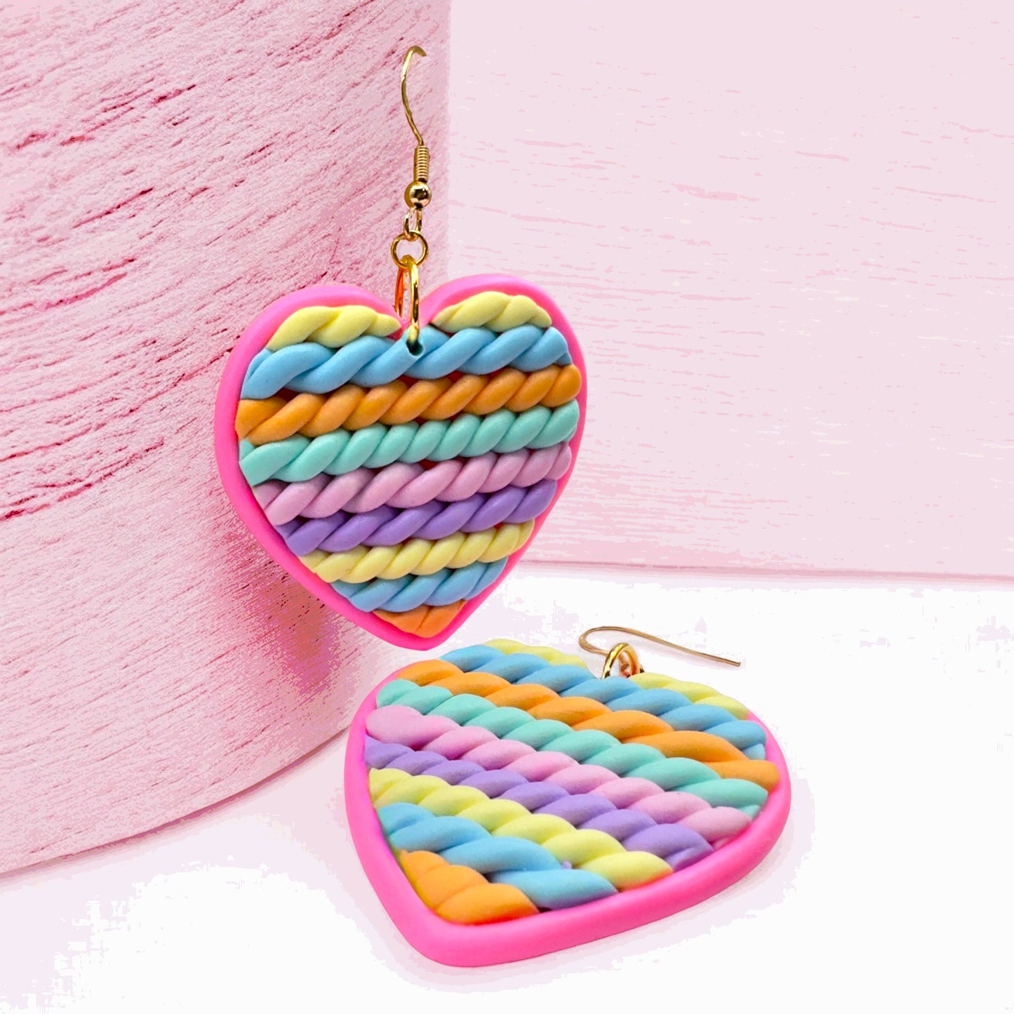 Made With Love Twisted Hearts Collection Cotton Candy Large Hook Earrings