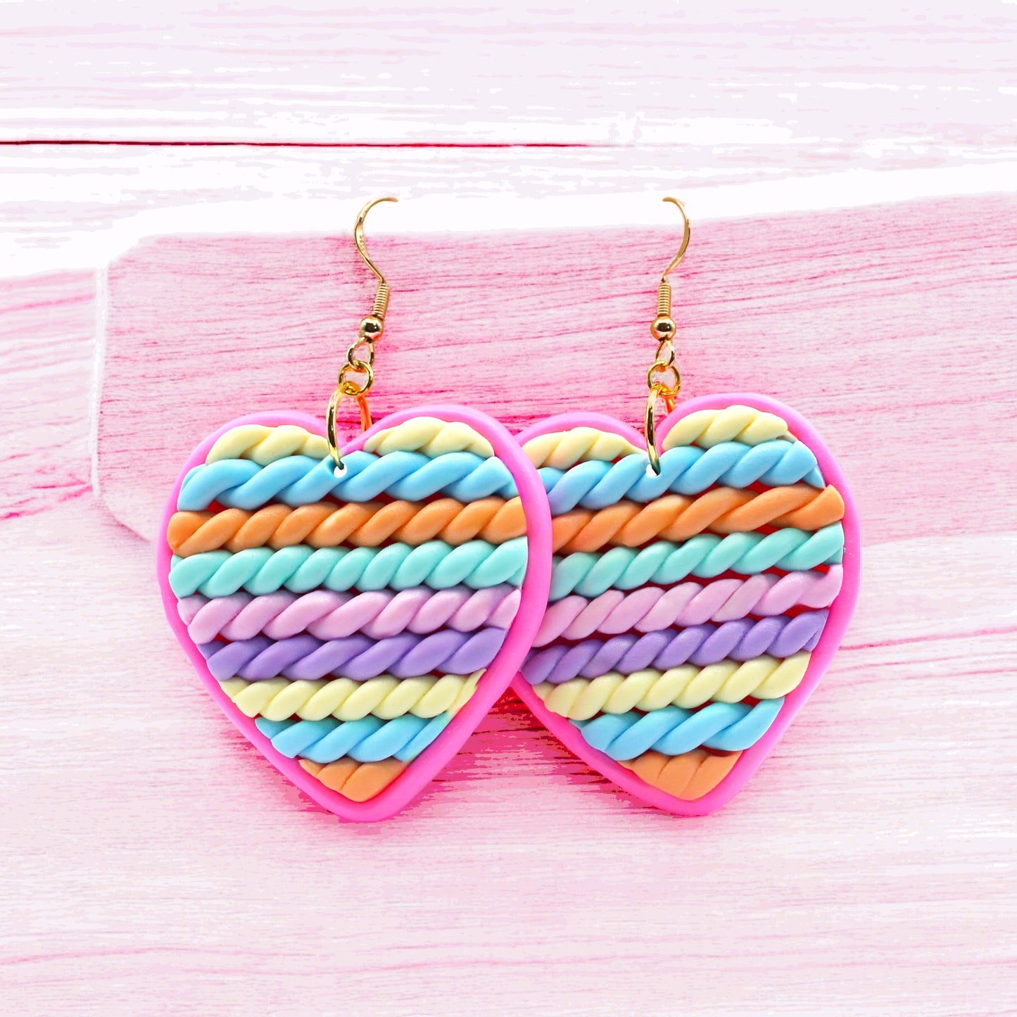 Made With Love Twisted Hearts Collection Cotton Candy Large Hook Earrings