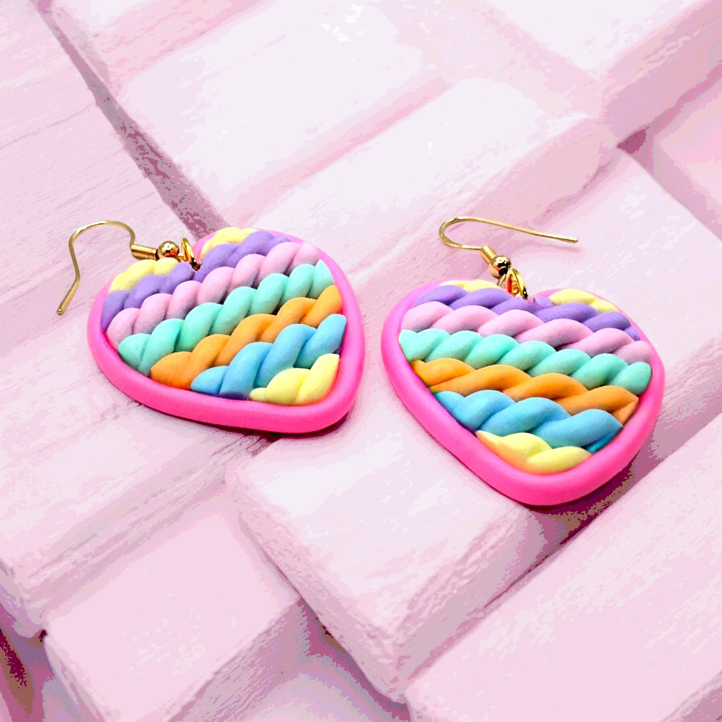 Made With Love Twisted Hearts Collection Cotton Candy Medium Hook Earrings