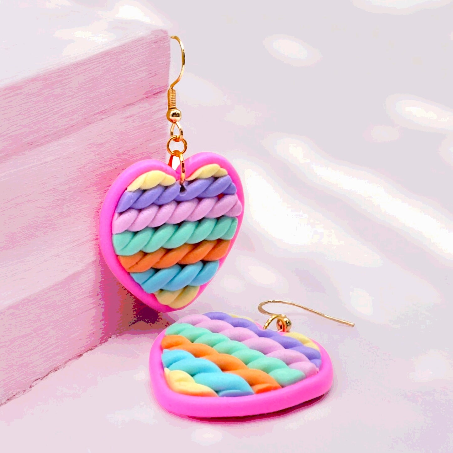 Made With Love Twisted Hearts Collection Cotton Candy Medium Hook Earrings