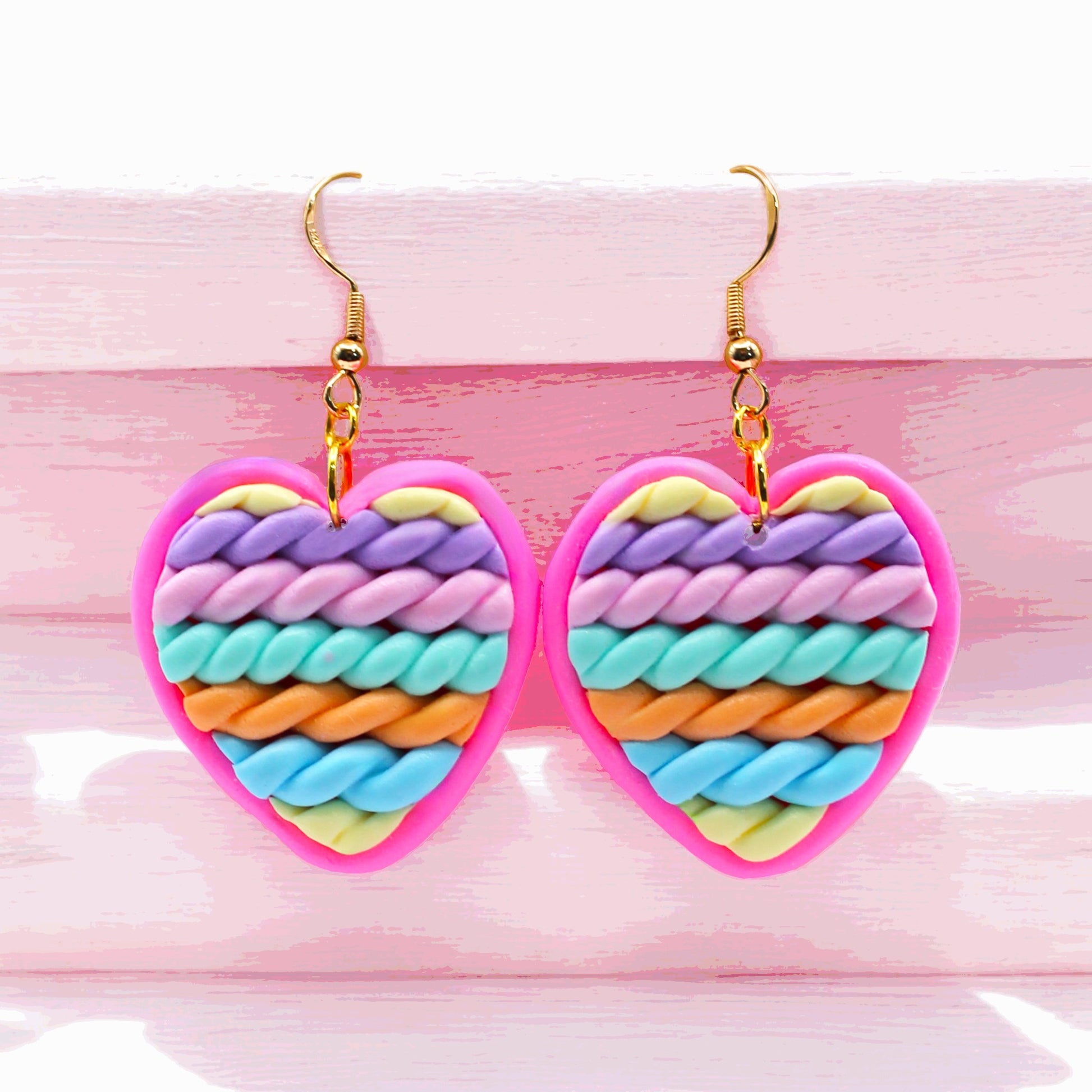 Made With Love Twisted Hearts Collection Cotton Candy Medium Hook Earrings