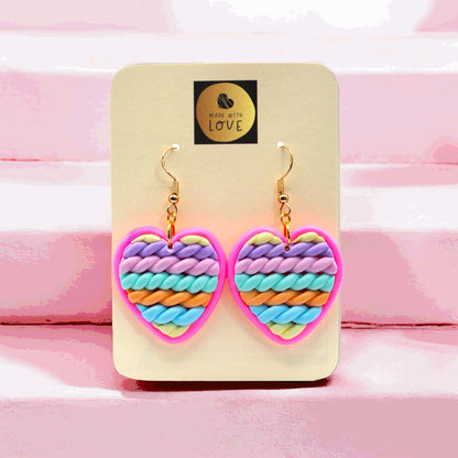 Made With Love Twisted Hearts Collection Cotton Candy Medium Hook Earrings