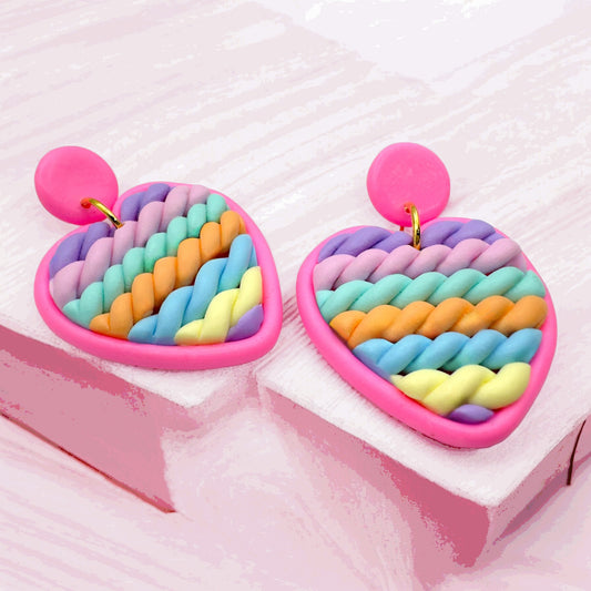 Made With Love Twisted Hearts Collection Cotton Candy Medium Post Earrings