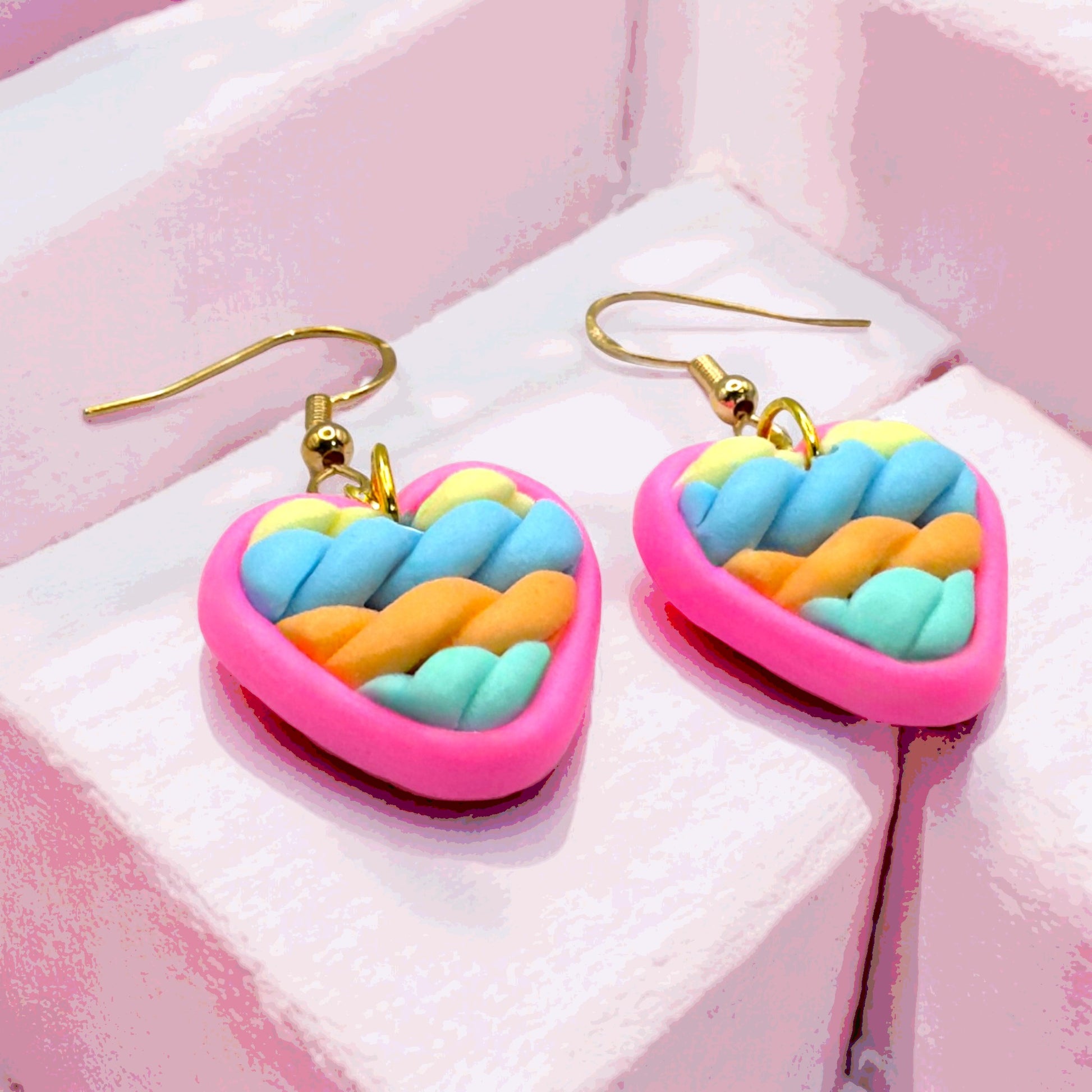 Made With Love Twisted Hearts Collection Cotton Candy Small Hook Earrings