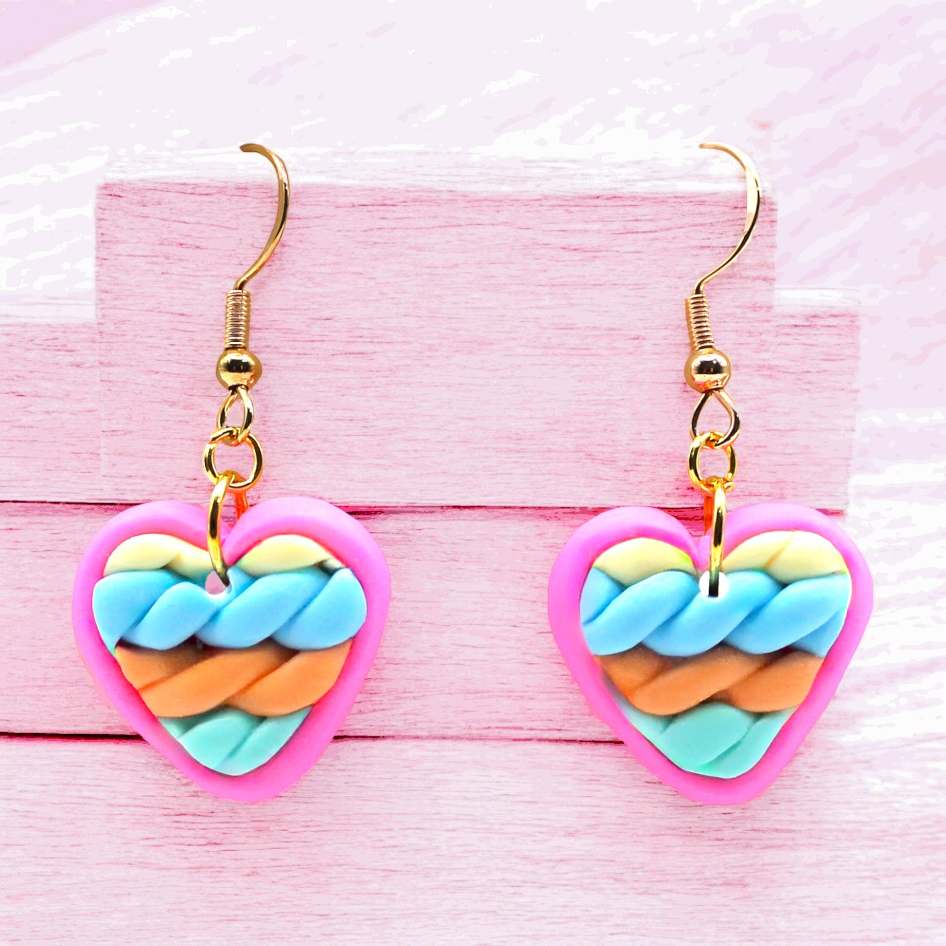 Made With Love Twisted Hearts Collection Cotton Candy Small Hook Earrings