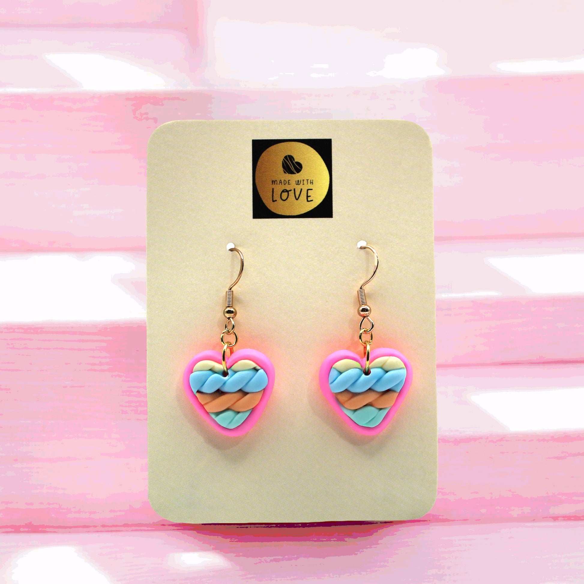 Made With Love Twisted Hearts Collection Cotton Candy Small Hook Earrings