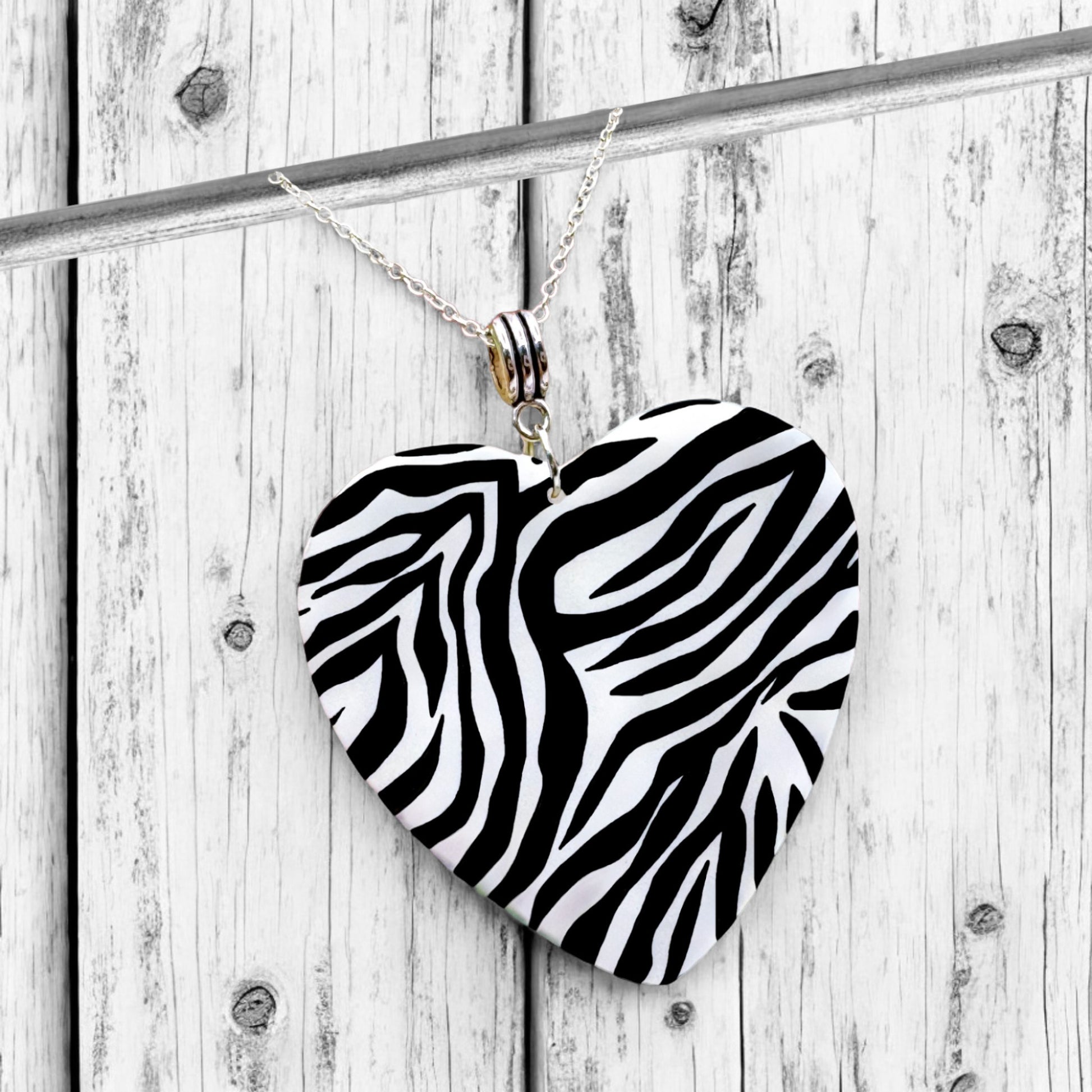 Made With Love Zebra Monochrome Collection Heart Necklace