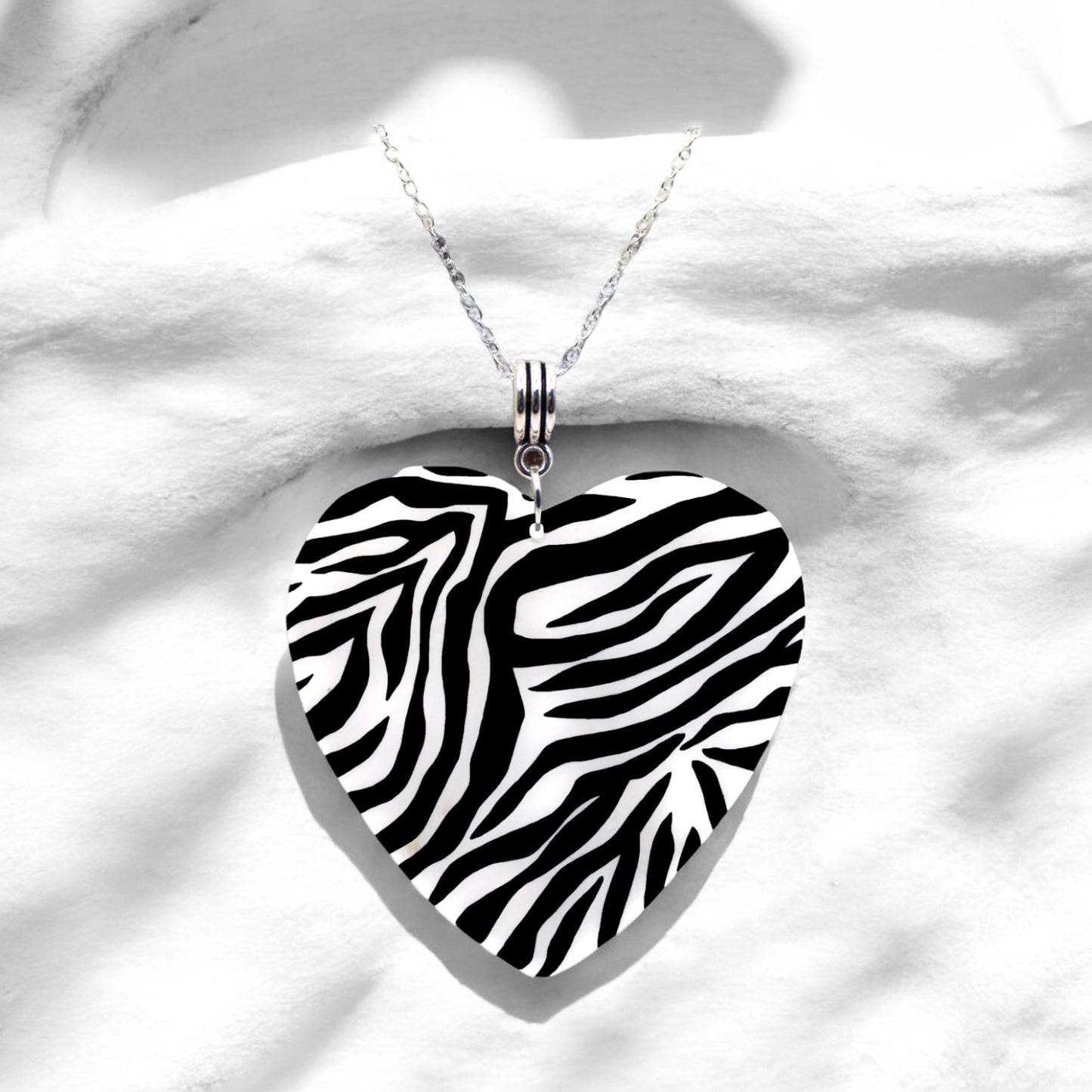 Made With Love Zebra Monochrome Collection Heart Necklace