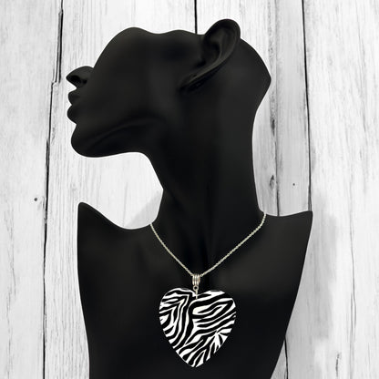 Made With Love Zebra Monochrome Collection Heart Necklace