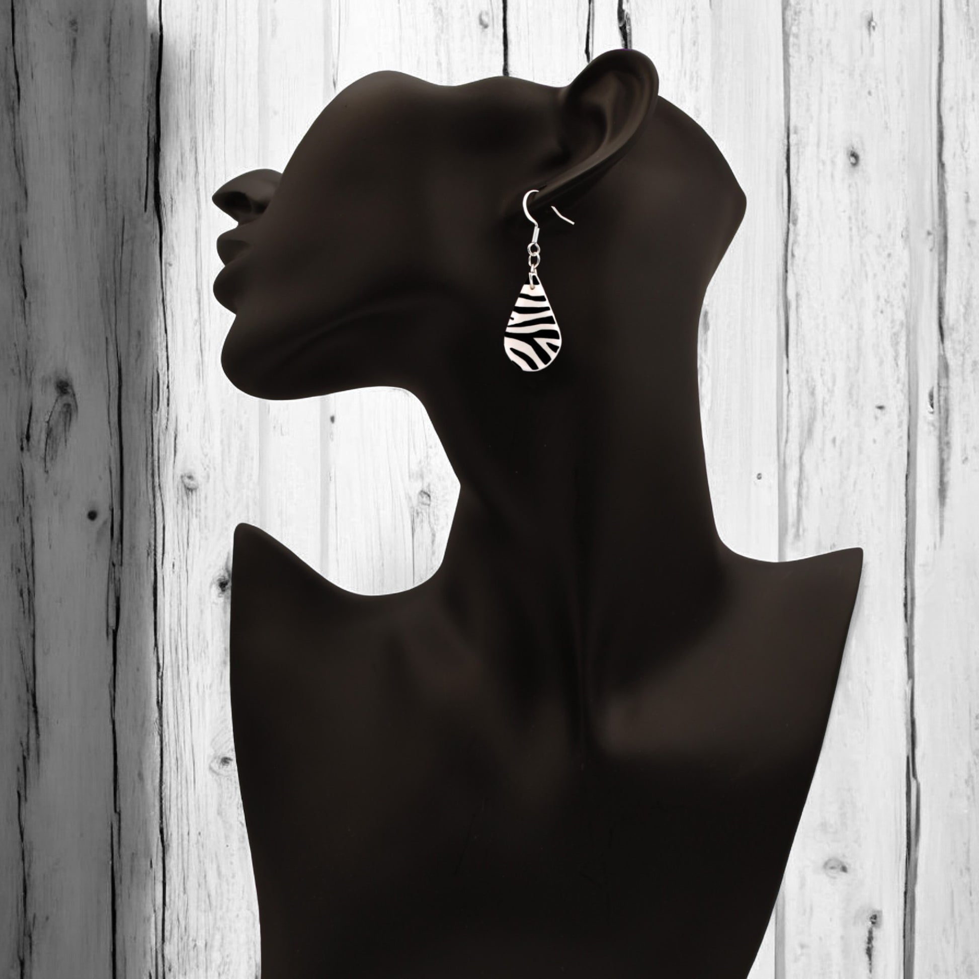 Made With Love Zebra Monochrome Collection Small Teardrop Hook Earrings