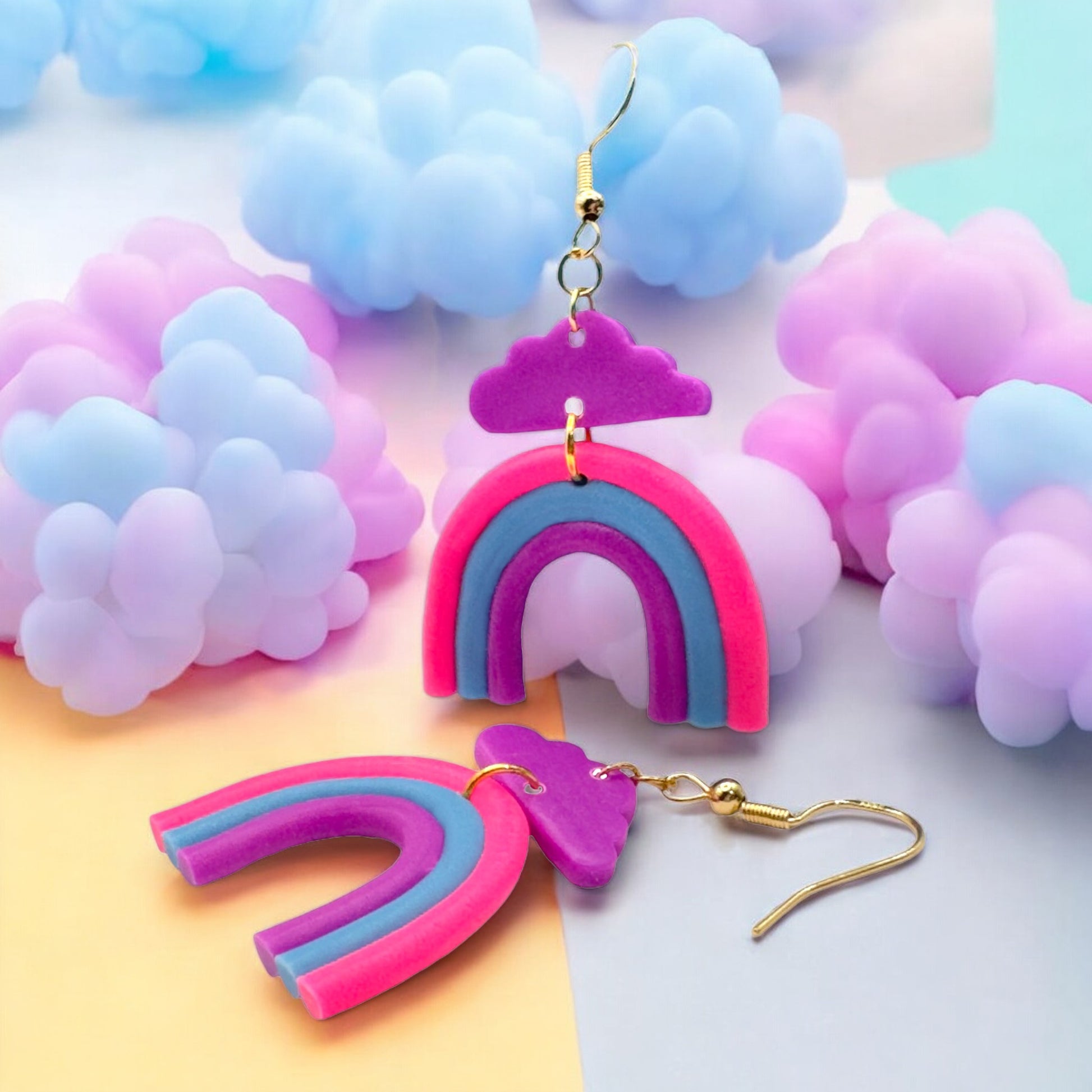 Made With Love Over The Neon Rainbow Collection Small Pink Blue Purple Earrings