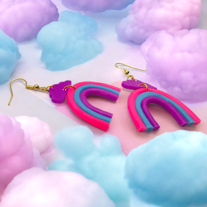 Made With Love Over The Neon Rainbow Collection Small Pink Blue Purple Earrings