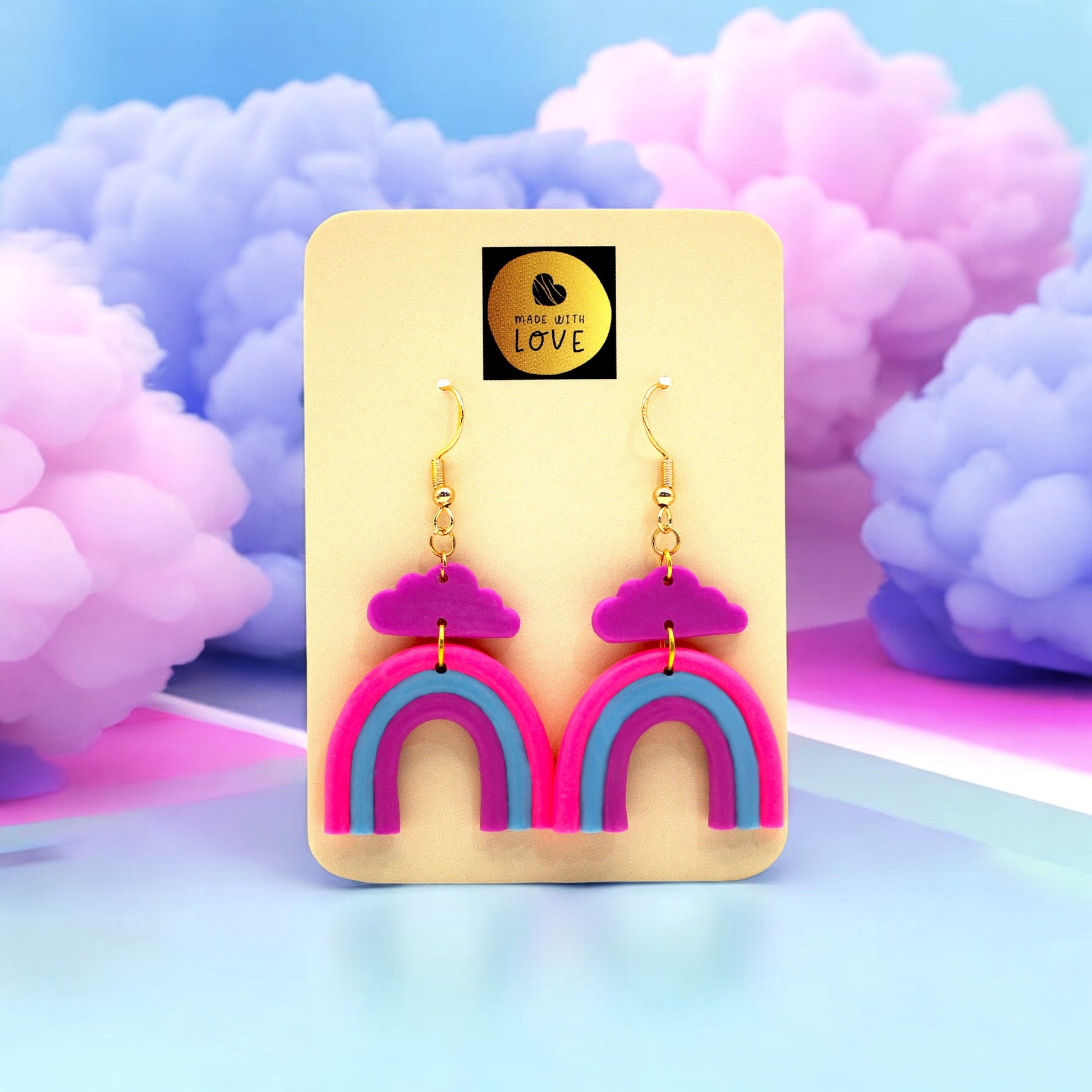 Made With Love Over The Neon Rainbow Collection Small Pink Blue Purple Earrings