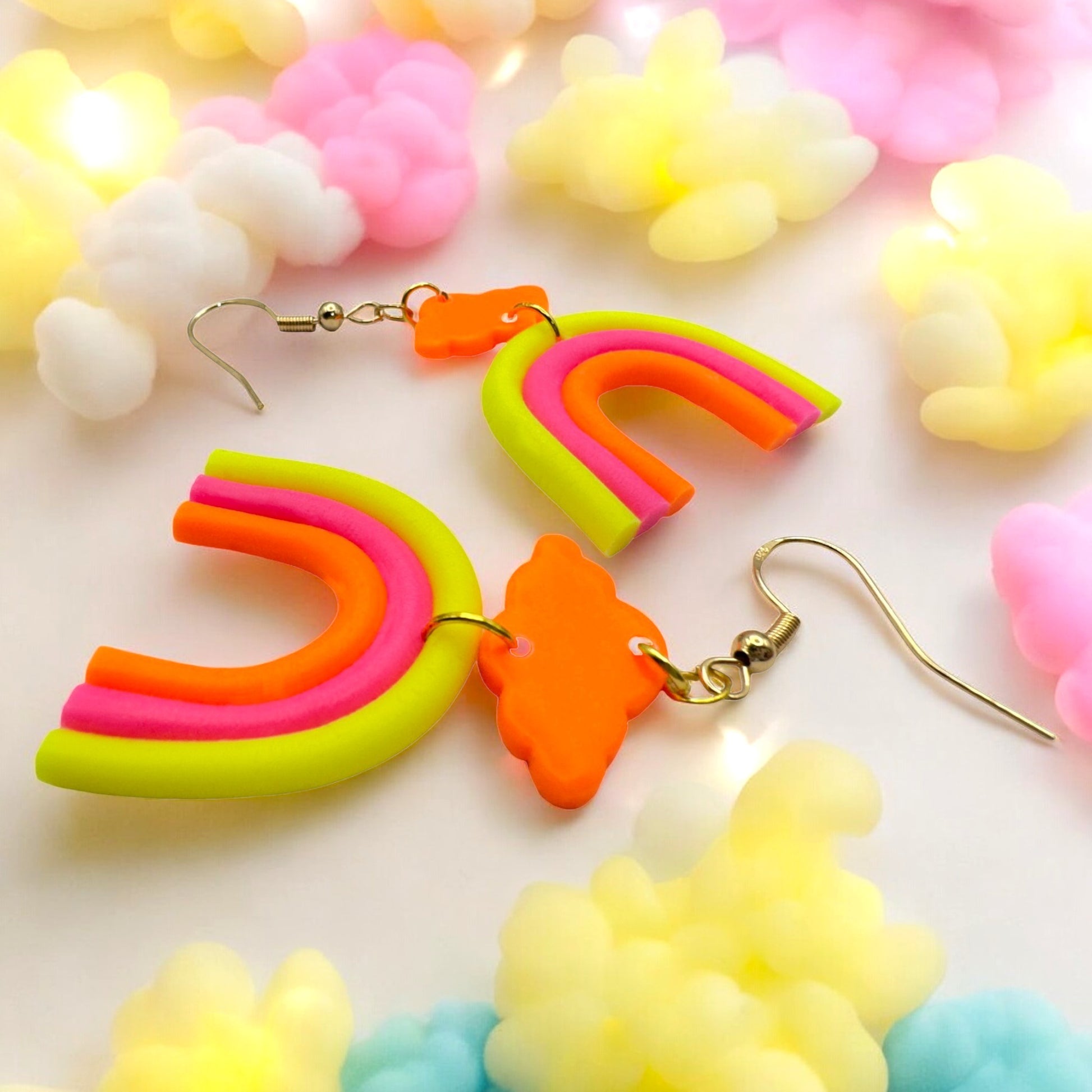 Made With Love Over The Neon Rainbow Collection Small Yellow Pink Orange Earrings