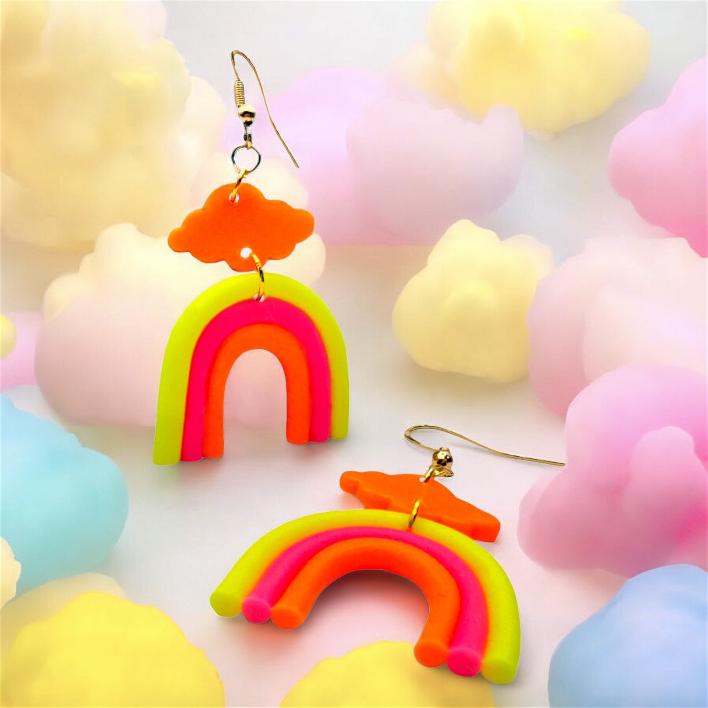 Made With Love Over The Neon Rainbow Collection Small Yellow Pink Orange Earrings