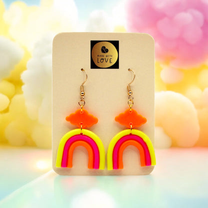 Made With Love Over The Neon Rainbow Collection Small Yellow Pink Orange Earrings