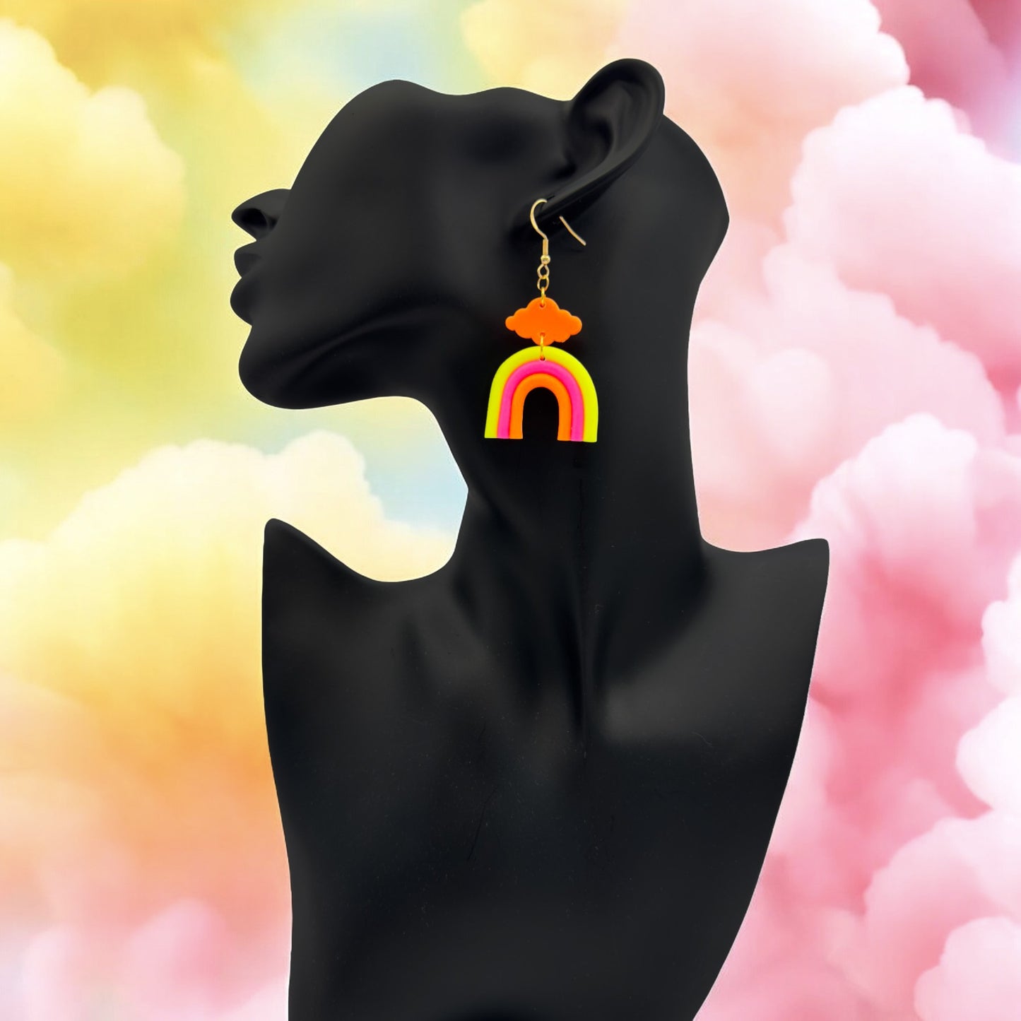 Made With Love Over The Neon Rainbow Collection Small Yellow Pink Orange Earrings